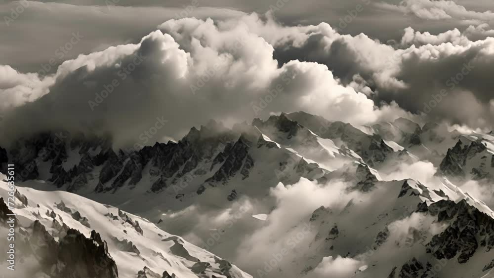 Poster The dynamic gathering of clouds above the mountains adds depth and drama to the landscape.