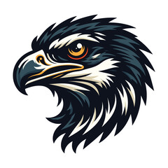 Obraz premium Wild animal bird of prey head face, raptor bird vector design illustration, hawk eagle falcon logo flat design template isolated on white background