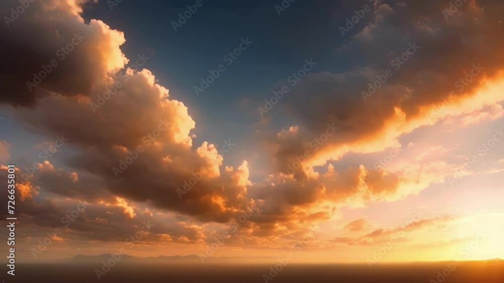 Poster A surreal golden glow envelops the sky as delicate cirrus clouds stretch outwards from the fading sun.