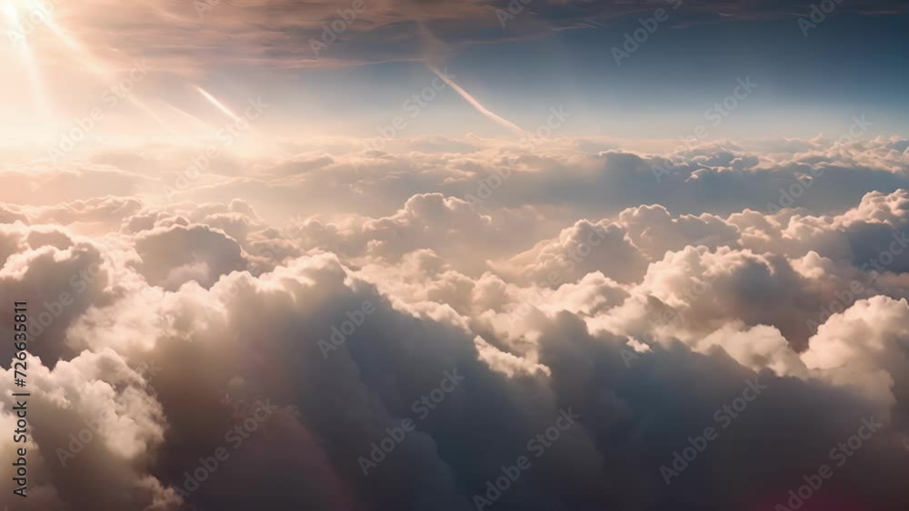 Poster Admire the highaltitude clouds and intersecting contrails a breathtaking view from above.