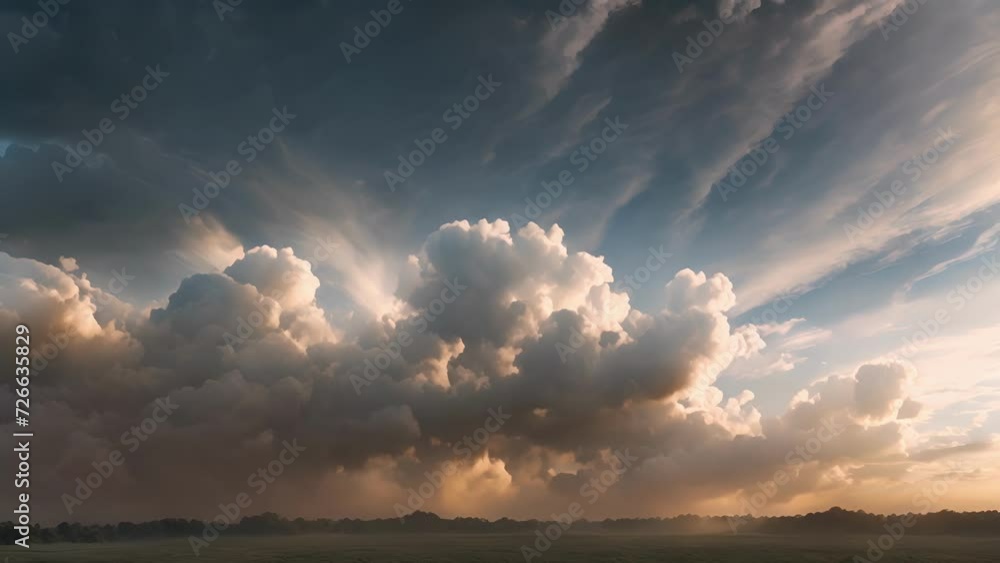 Poster The sky transformed into a canvas of clouds with a seamless flow from one end to the other.