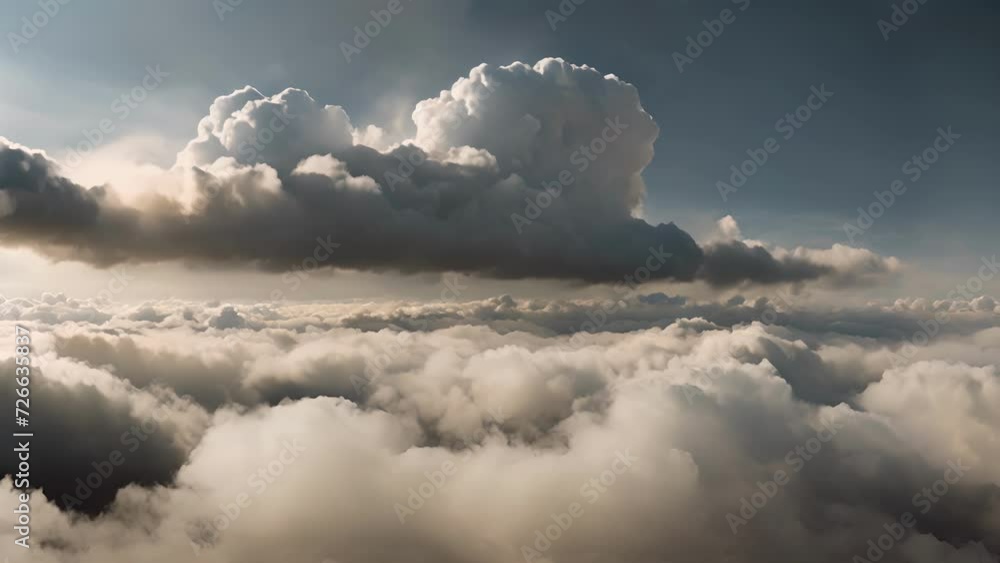 Poster A dramatic scene of the sky completely engulfed in a thick layer of clouds from one end to the other.