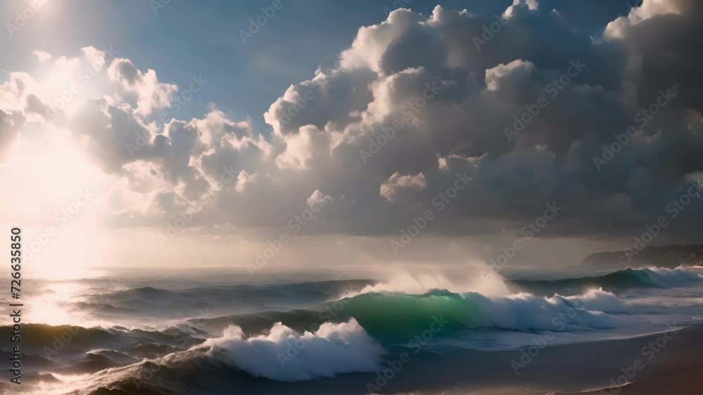 Poster The ebb and flow of cloud shadows add depth to the oceans expanse.