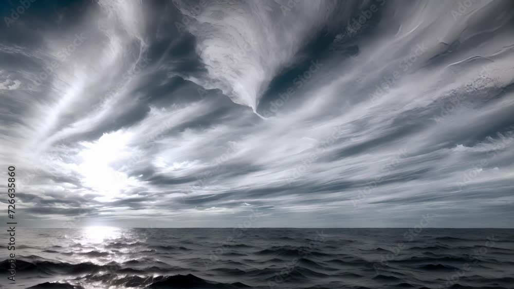 Poster Wispy clouds p by leaving shadows in their wake on the oceans surface.