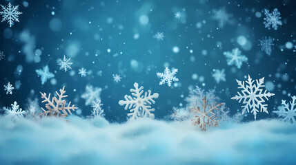 Festive snowflake background with beautiful design and space for text