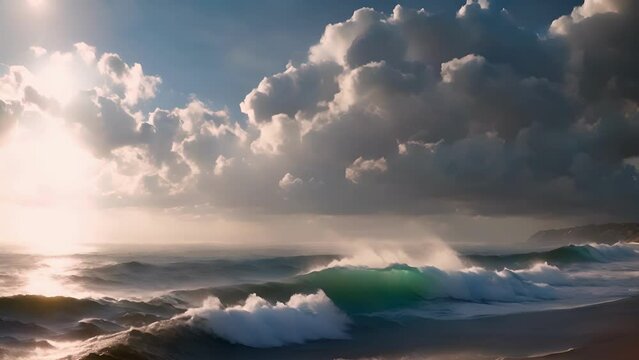 The ebb and flow of cloud shadows add depth to the oceans expanse.