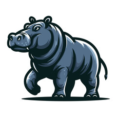 Fototapeta premium Wild animal hippopotamus design vector, zoology illustration, hippo flat design template isolated on white background
