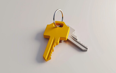 Chaves de casa renderizadas em 3D, no estilo de gifs animados, minimalismo 3D, fundo branco