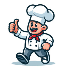 Man chef character vector Illustration, suitable for restaurant, cafe, food, eat, shop, trade, cook mascot logo isolated on white background.