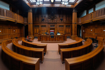 Judicial Majesty: Panoramic Courtroom Perspective