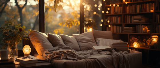 Cozy Reading Nook at Golden Hour