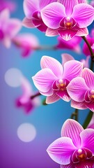 Vertical layout for Valentine's Day. Orchids background. Generative AI.
