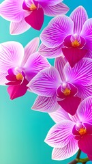 Vertical layout for Valentine's Day. Orchids background. Generative AI.