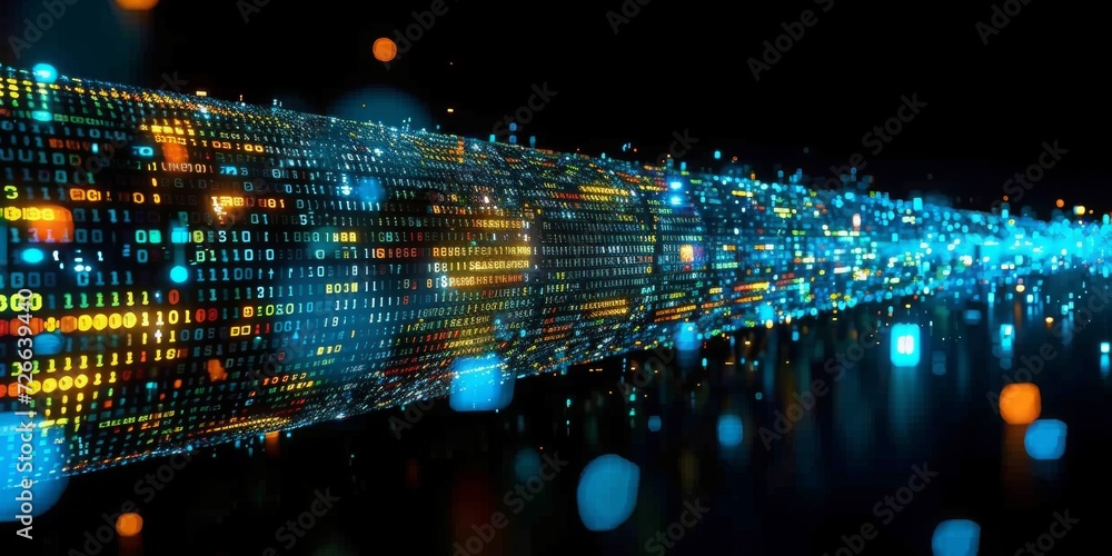 Fototapete Digital Deluge: A Sea of Binary Code Representing the Endless Flow of Information in the Virtual Realm, Generative AI