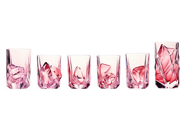 A Backlighting one-line drawing A pink glass set, Isolated on transparent PNG background, Generative ai