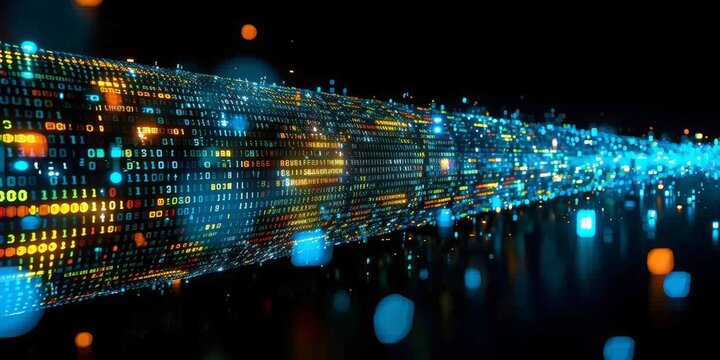 Digital Deluge: A Sea of Binary Code Representing the Endless Flow of Information in the Virtual Realm, Generative AI