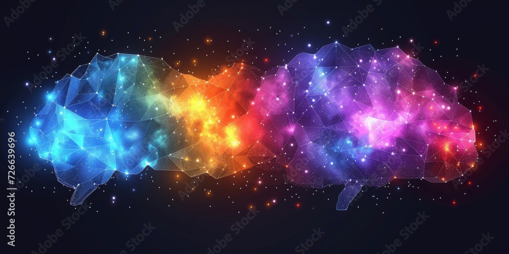 Poster Synaptic Spark: A Vibrant Digital Illustration of Neural Activity and Cognitive Processes in a Human Brain, Generative AI