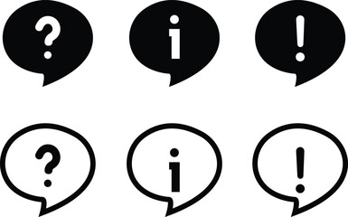 Question Mark in Bubble Icon Vector set, mark flat icon, vector icon isolated on transparent background, Question mark Button logo design, Chat question icon. Question concept. used for mobile, web.