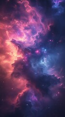 Space with bright colors, and an intense blue