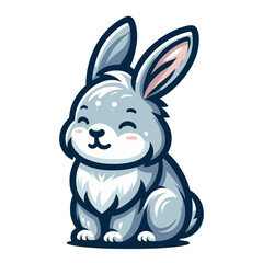 Obraz premium Cute adorable rabbit cartoon character vector illustration, funny easter bunny flat design template isolated on white background