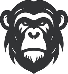 Striking Black and White Illustration of a Chimpanzee Face Logo Design