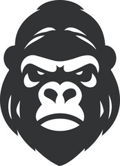 Stark Black-and-White Gorilla Face Illustration With a Focused Expression
