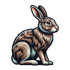 Fototapeta na wymiar Realistic wild animal hare rabbit design vector, zoology illustration, wild forest bunny flat design template isolated on white background