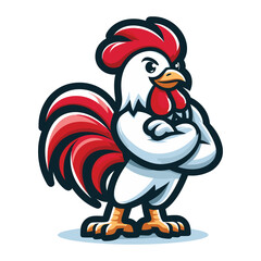 Chicken rooster Logo Cartoon Character, Vector illustration template isolated on white background