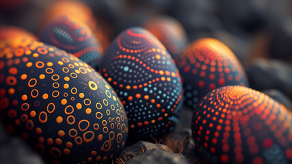 Vibrant Easter egg pattern inspired by Aboriginal Australian art - obrazy, fototapety, plakaty