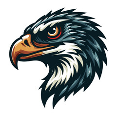 Fototapeta premium Wild animal bird of prey head face, raptor bird vector design illustration, hawk eagle falcon logo flat design template isolated on white background