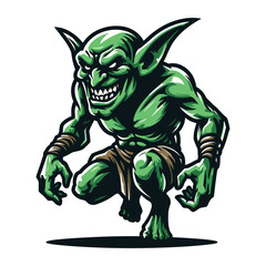 Fototapeta na wymiar Goblin orc vector character illustration, mythical fantasy horror monster design template isolated on white background
