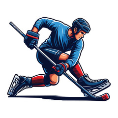 Fototapeta premium Ice hockey player sportsman vector illustration, winter sport activity, hockey male player design template isolated on white background