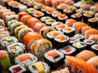 Free photo colorful assortment of sushi rolls Generative Ai