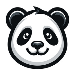 Fototapeta premium Cute adorable panda head face cartoon character vector illustration, funny Asian Chinese animal baby panda flat design mascot template isolated on white background