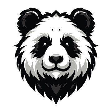 Cute adorable panda head face cartoon character vector illustration, funny Asian Chinese animal baby panda flat design mascot template isolated on white background