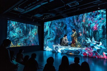 Immersive theater experience combining live performances with digital art