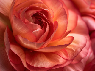 Vibrant Coral Rose Macro - A Symphony of Petals and Color