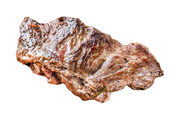 Grilled outside skirt steak  Isolated, Transparent background.