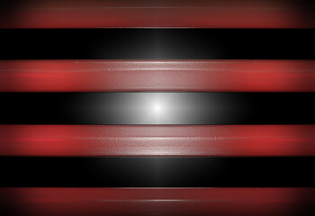 A horizontal pattern of red boards on black with spotlight effect