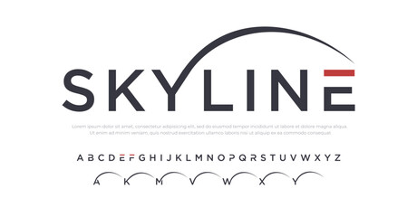 Skyline Abstract sport modern alphabet fonts. Typography technology electronic sport digital game music future creative font. vector illustration - obrazy, fototapety, plakaty