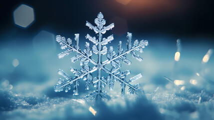 Festive snowflake background with beautiful design and space for text