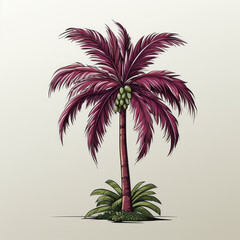 Obraz premium Illustrated Purple Palm Tree with Coconuts