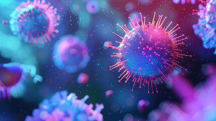 Fototapeta premium Viruses and bacterias macro abstract background. 