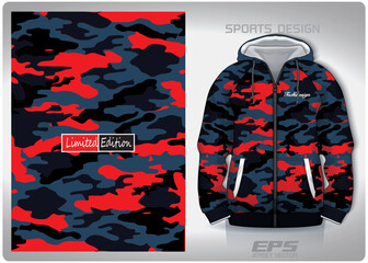 Vector sports shirt background image.red camouflage military pattern design, illustration, textile background for sports long sleeve hoodie,jersey hoodie.eps