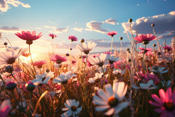A field of wildflowers swaying in the breeze, symbolizing the untamed beauty and liberty found in nature. Generative Ai.