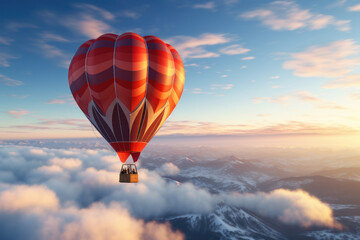Obraz premium A hot air balloon drifting high above the clouds, representing the boundless aspirations and dreams that come with freedom. Generative Ai.