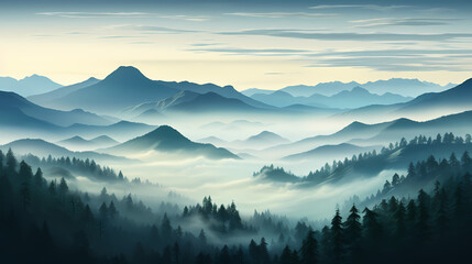 Majestic mountains, panoramic peaks PPT background