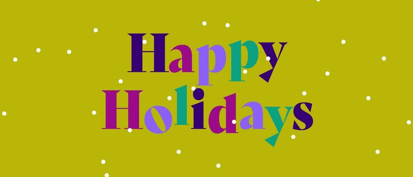 HappyHolidays animation banner with russian architecture, snow, bear and elfes