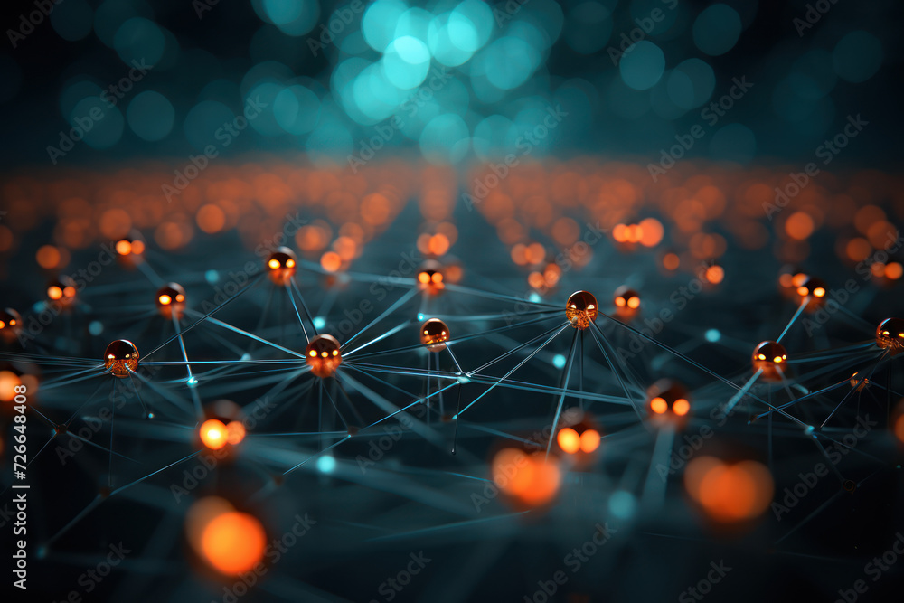 Poster a web of interconnected nodes, illustrating the interdependence and synergy of ideas in a networked 