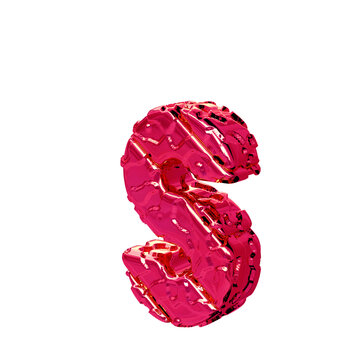 The pink unpolished 3d symbol turned to the left. letter s